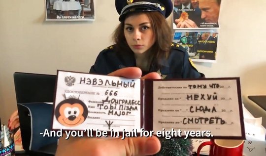Russian porn parody police girl in uniform ends with sex...
