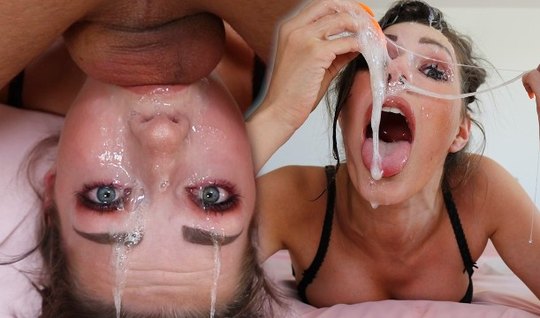 Pretty woman opened her mouth for a deep royal blowjob with ...